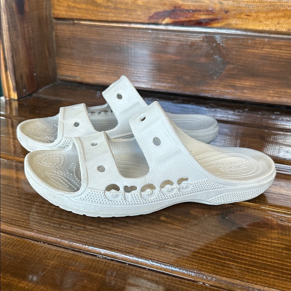 CROCS Women's Slide Sandals in Light Beige